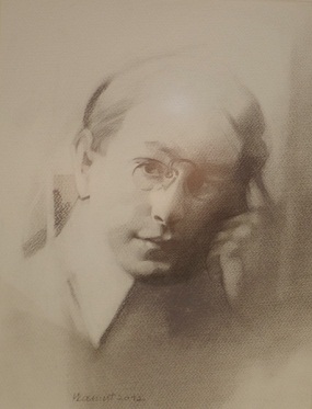 Portret Ernsta Golla, ki ga je za to priložnost naslikala Maja Kocmut