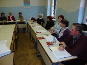 Od leve: Marjana Ovčariček, Ivanka Simonič, Matilda Simonič, Majda Senica Vujanovič, Metka Lampret, Tatjana Srebrnič, Erika Kotnik in Mirko Kotnik.