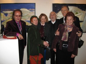 Od leve: Curt Schnecker, Marjetka Falk Kobilica, Milenka Pavlin, August Ploček, gospod Pavlin, Ivanka Gruber